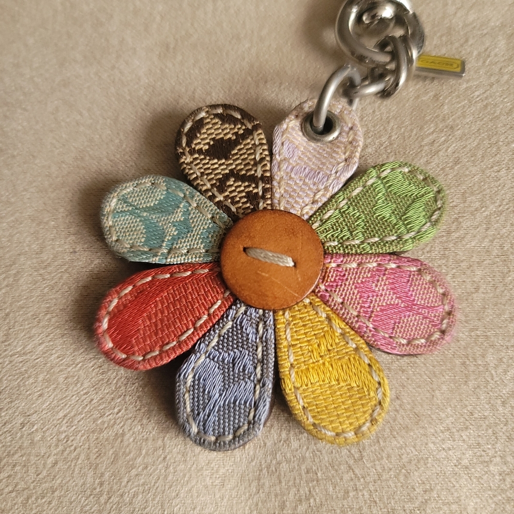 COACH Multicolor Daisy Key Charm with Silver Hardware - Picture 2 of 4